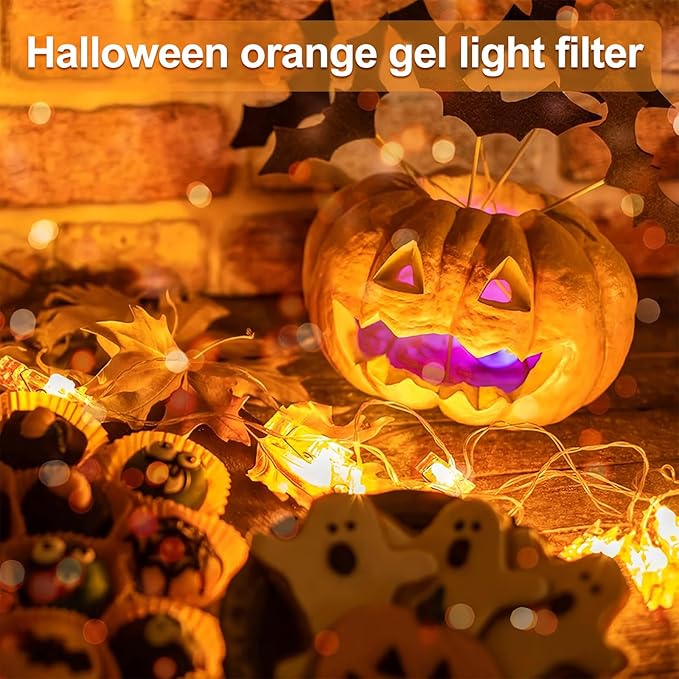 (10 Pcs) Gel Light Filter, Yellow and Orange Transparent Color Lighting Gel Filter Correction Plastic Sheets 8.5 x 11 Inch for Film, Video, Photo, Stage