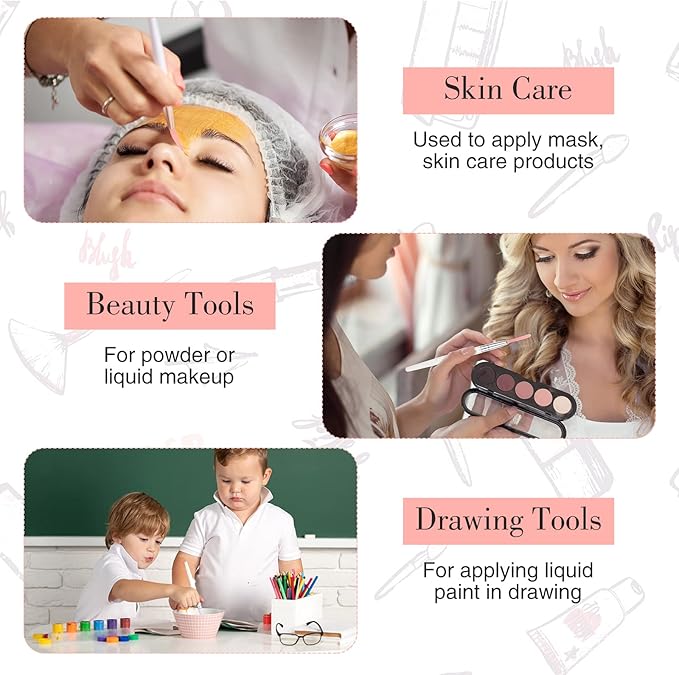 9 Pieces Facial Fan Mask Brushes, Soft Facial Applicator Brushes Tools for Peel Glycolic Makeup for Mud Cream(Pink, White)