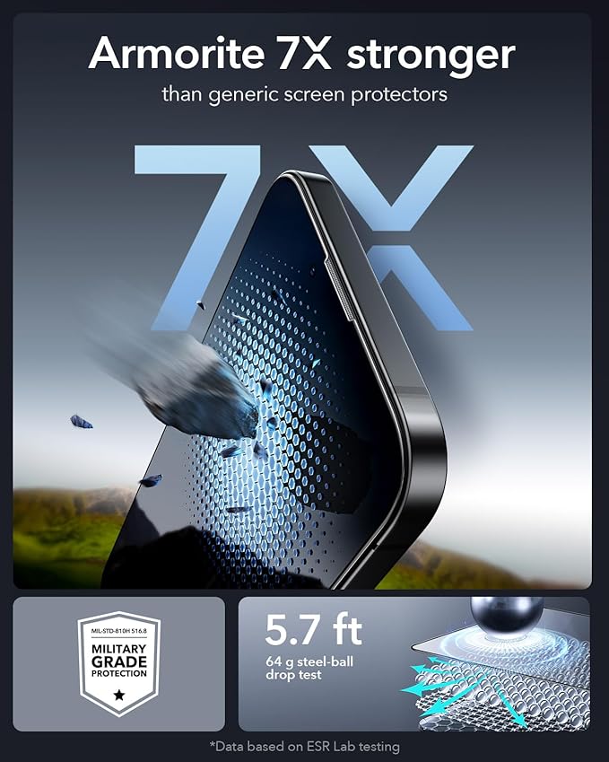 ESR 3 Pack 9H+ Glass for iPhone 13 Pro Max/iPhone 14 Plus Screen Protector, [Military Grade Shatterproof & Longest Durable] Armorite Ultra-tough Full Coverage Tempered Glass with UltraFit Tray