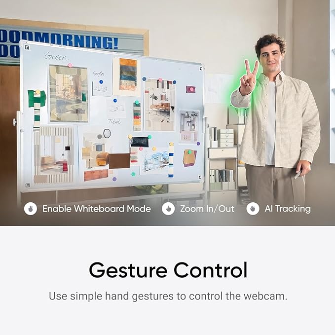 Insta360 Link 2 White - PTZ 4K Webcam for PC/Mac, 1/2" Sensor, AI Tracking, HDR, AI Noise-Canceling Mic, Gesture Control for Streaming, Video Calls, Gaming, Works with Zoom, Teams, Twitch & More