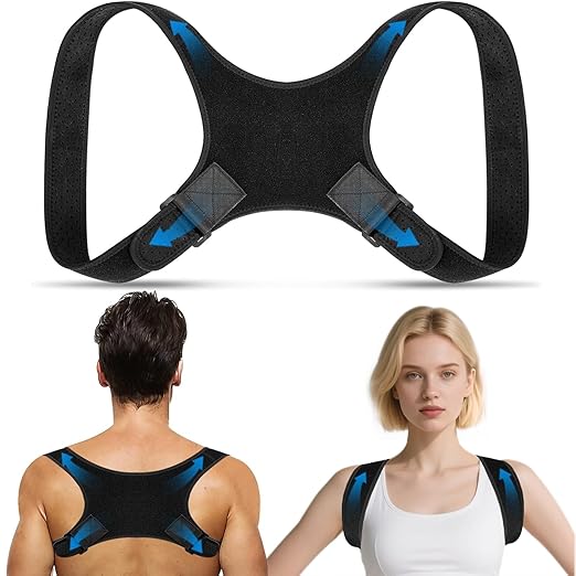 Back Brace Posture Corrector for Men Women - Bionic System Newly Adjustable Upper Back Support Shoulder Posture Brace, Back Straightener Neck Pain Relief 004-P