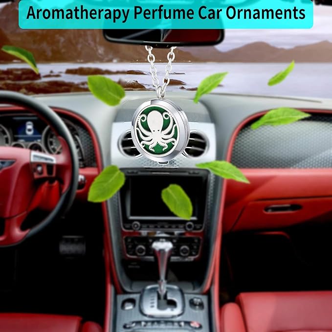 Essential Oil Diffuser Necklace Stainless Steel Aromatherapy Octopus Animal Locket Pendant with 24" Chain & 8 Pads - Birthday Christmas Perfume Jewelry Gift for Women Men