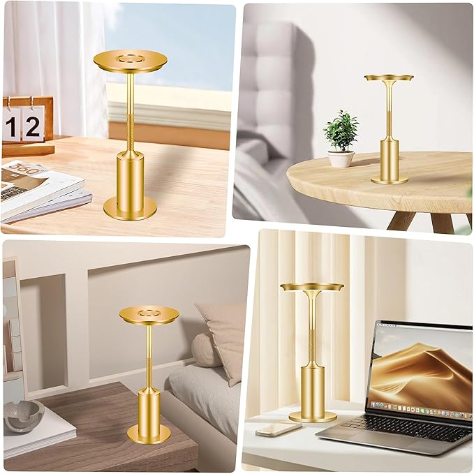 Rechargeable Cordless Table Lamps Set of 2, 6000mAh Battery Operated Outdoor Table Lamp, 3 Color Stepless Dimming Portable Touch Light for Patio,Bars,Bedroom,Dinner, Restaurant (Gold)