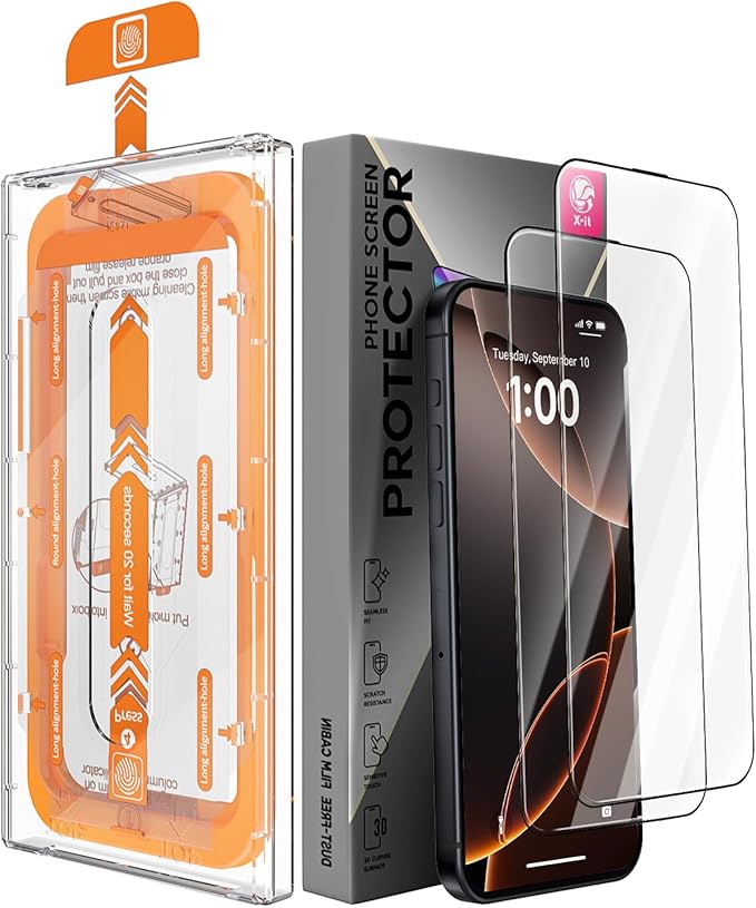 X-it 2 Packs Screen Protector for iPhone 16 6.1-inch - [Auto-Dust Removal] 9H+ Tempered Glass [10X Military Protection], Bubble Free, Case Friendly