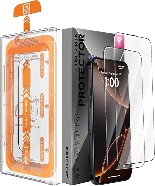 X-it 2 Packs Screen Protector for iPhone 16 6.1-inch - [Auto-Dust Removal] 9H+ Tempered Glass [10X Military Protection], Bubble Free, Case Friendly