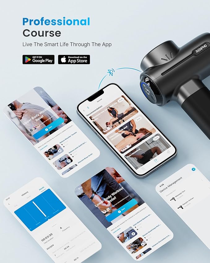 RENPHO Massage Gun with Heat and Cold, Portable Percussion Muscle Deep Tissue Massager with Charging Stand, Active+ Thermacool Deluxe