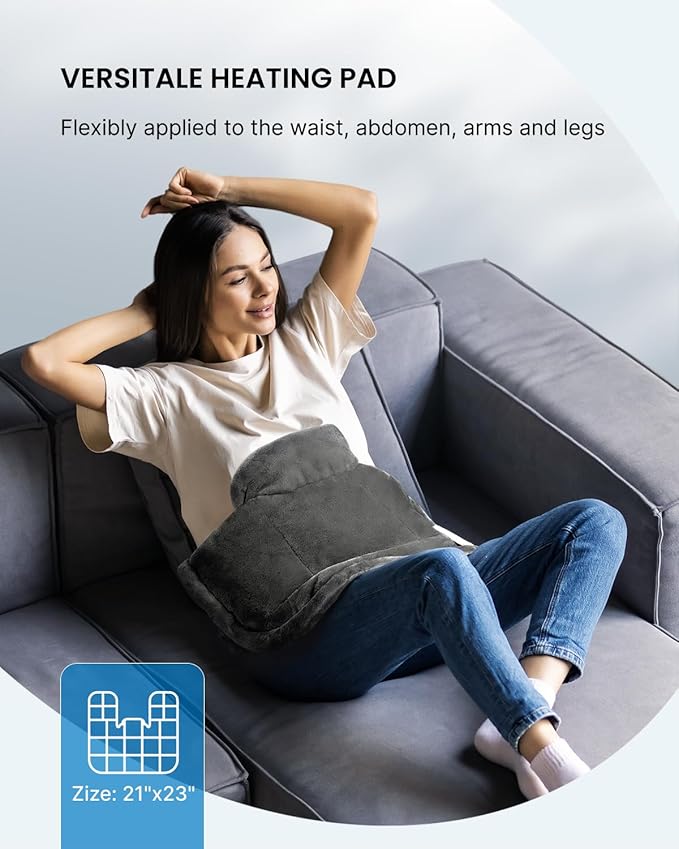 RENPHO Heating Pad for Neck and Shoulders and Back, Birthday Christmas Gifts for Women Men, FSA Eligible Items Only List, Edge Weighted Electric Heat Pad for Pain Relief, ETL Certified, 21"x23" Gray