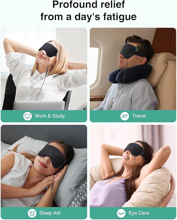 Heated Eye Mask - Medcursor Rechargeable Electric Eye Mask for Dry Eyes, 2500 mAh Large Battery & Washable Cover, Eye Pad for Sleeping, Skincare, Relax Eye Fatigue