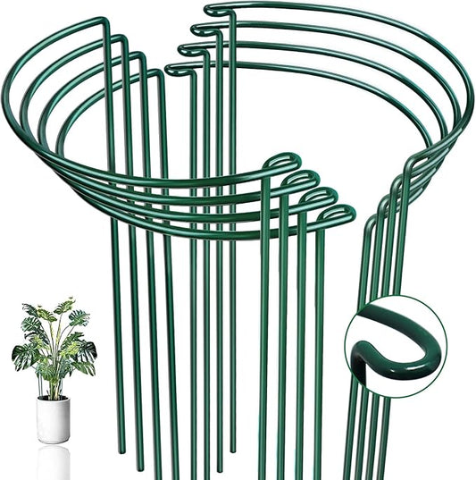 8 Pack Half Round Plant Support Stakes Sets - Strong Plant Support, Versatile Plant Cages, Durable Plant Stakes, Plant Support Rings for Indoor and Outdoor Plants, Such as Peonies, Hydrangeas, Roses