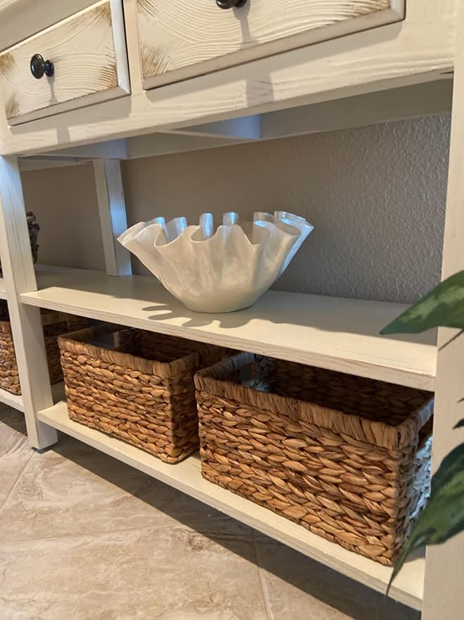 Set of 6 Wicker Storage Basket, Water Hyacinth Storage Baskets, Wicker Storage Baskets for Shelves (Combo 2 Sets SML)