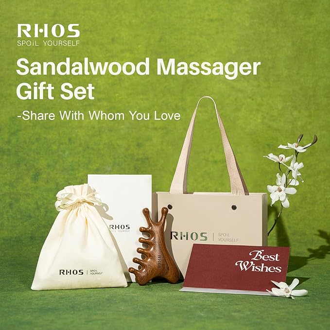 RHOS Multifunctional Wooden Gua Sha Tool｜Scalp Massager for Hair Growth｜Massage Comb for Whole Body｜Jaw Line Lifting｜Face Sculpting｜Lymphatic Drainage｜Body Massage