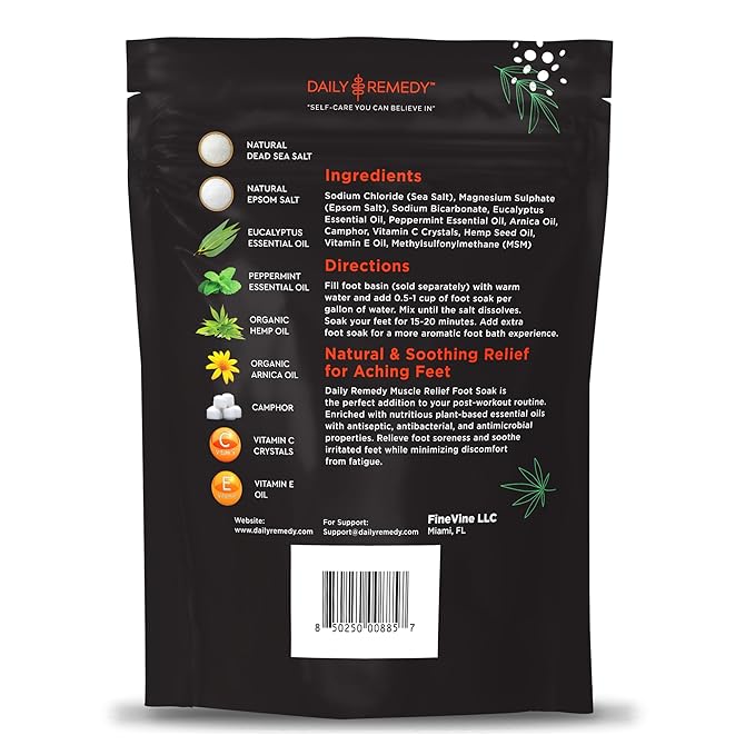 Muscle Relief Foot Soak with Epsom Salt, Made in USA, Soothe Tired Feet, Softens Calluses and Helps Athletes Foot 1lbs