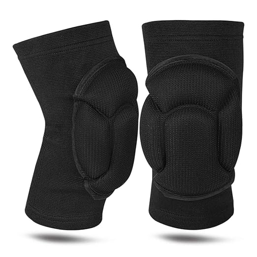 1Pair Knee Pads, Knee Protectors Protective, Thick Sponge Collision Avoidance Knee Sleeve for Adult Youth Women Men (Black, One Size)
