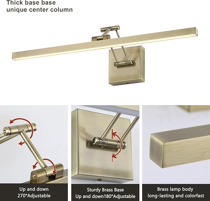 Antique Bronze Picture Lights for Wall Hardwired LED Picture Frame Light Dimmable Painting Lights for Wall Portrait Artwork 23.62 inch 14W Warm White