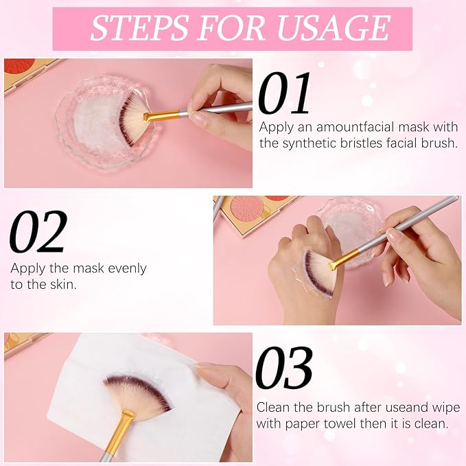 60 Pcs Fan Facial Brushes Fan Mask Soft Facial Applicator Brushes Acid Brush Cosmetic Makeup Blush Applicator Tools for Esthetician Eyeshadow Peel Mud Cream(Champagne, Black)