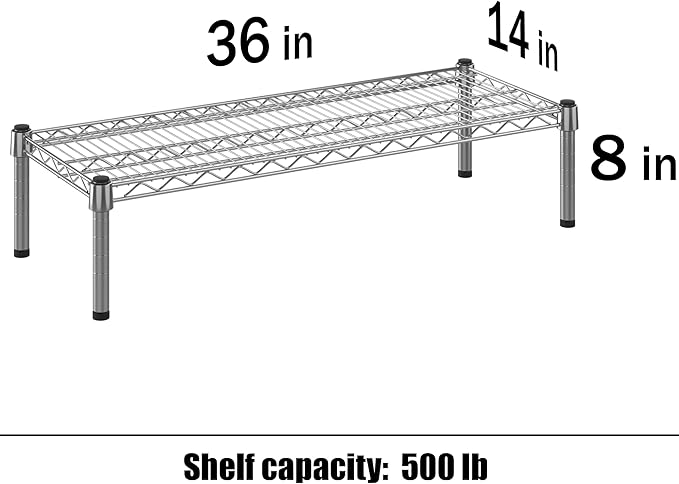 14" Deep x 36" Wide x 8" Height 1-Tier Wire Shelving Kit | NSF Commercial Storage Rack Unit
