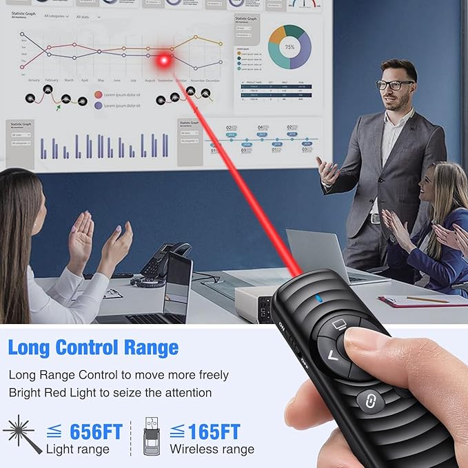 USB Type C Wireless Presentation Clicker 2.4GHz Clicker for Powerpoint Presentations,Presentation Clicker with Volume Control & Hyperlink,Slide Clicker Pointer for Classroom Mac Laptop Computer