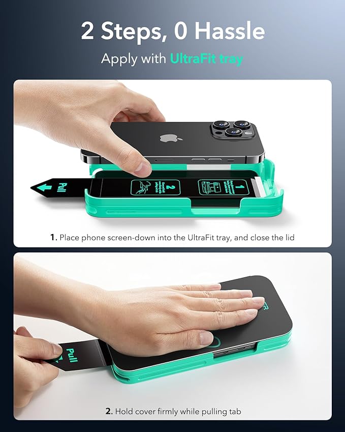 ESR 3 Pack 9H+ Glass for iPhone 14 Pro Max Privacy Screen Protector, [Military Grade Shatterproof & Longest Durable] Armorite Anti-spy Tempered Glass with UltraFit Tray