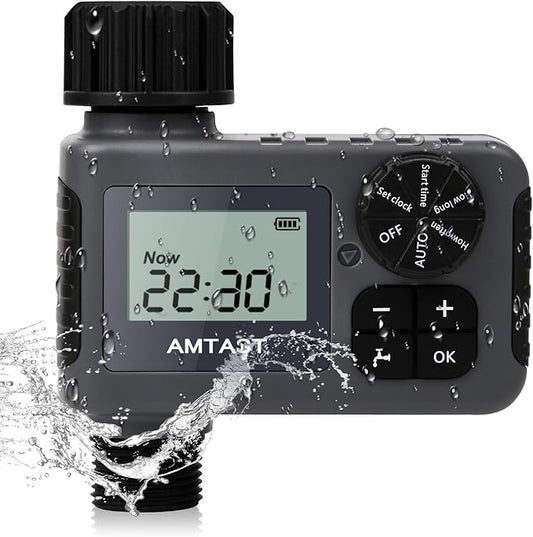 Sprinkler Timer Programmable Garden Hose Faucet Timer with Rain Delay/Manual/Automatic Drip Irrigation Function Watering System for Yard Crops Lawns Pool (1 Outlet, Black)