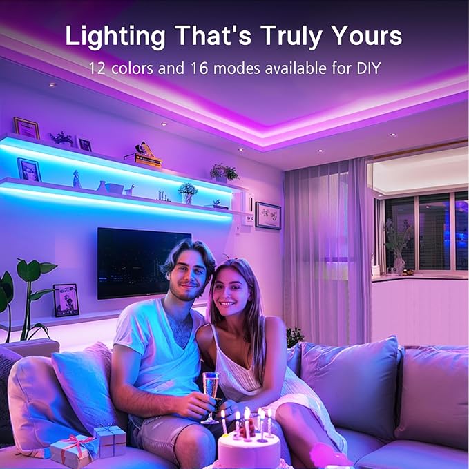 EMITEVER RGB LED Strip Light 16.4ft, Dimmable COB 24V Flexible LED Color Changing Tape Light Kit with Remote, High Density 3150LEDs for TV Backlight, Bedroom, Bar, Party Christmas Decoration