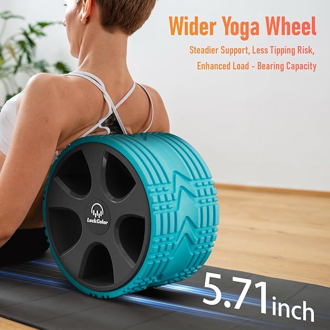 Back Roller, Back Wheel Targeted Back Pain Relief, Yoga Wheel Muscle Massage, Foam Roller for Trigger Point Therapy Physical, Stretching & Exercise, 880lbs Capacity, 10 Inch (Acid Blue+Grey)