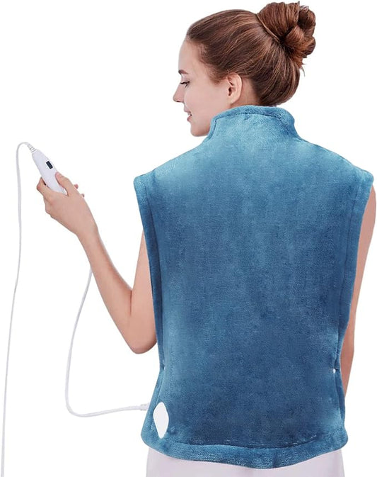 DAILYLIFE Heating Pad for Neck and Shoulders and Back, Electric Heating Pad for Back Pain Relife, 6 Heating Settings, UL Certified with Overheating Protection and Machine Washable, 26"x35", Light Blue