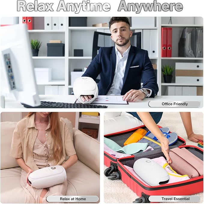 Hand Massager with Heat and Compression, Cordless Hand Massager for Arthritis and Carpal Tunnel,Gifts for Women(White)