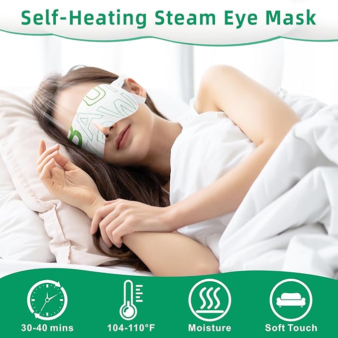 12 Packs Self Heating Eye Masks for Dry Eyes Disposable Heated Eye Mask Warm Compress Sleep Mask Stress Relief Travel Ready Relaxation Unscented