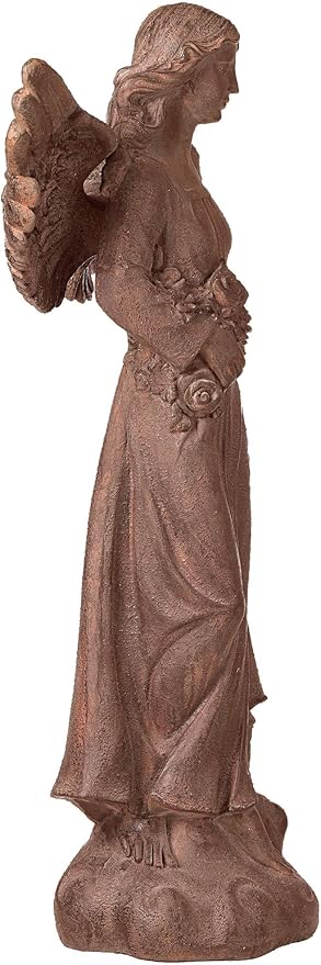 John Timberland Large Tall English Tudor Angel Garden Statue Sculpture Catholic Religious Holy Decor Outdoor Garden Front Porch Patio Yard Outside Home House Iron Rust Finish Resin 41 1/2" High