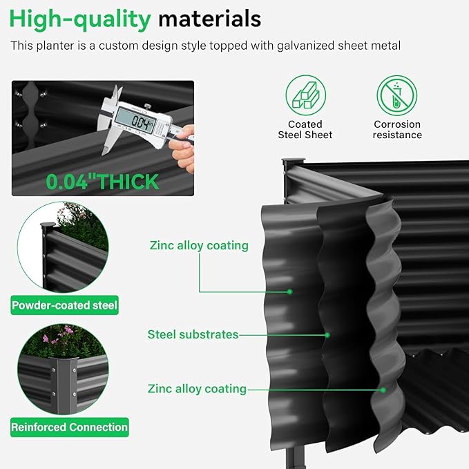 Galvanized Raised Garden Bed with Legs,48×48×37in Large Metal Elevated Raised Planter Box ,Raised Garden Bed,1200lb Capacity with Drainage Holes for Vegetables Lawn Green Flowers, Fruits, Terrace