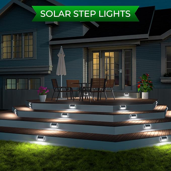 JSOT Solar Step Deck Lights for Outside Decorative - 10Pack Solar Stairs Lights Outdoor Waterproof for Yard Garden Landscape Pool Fence Step Wall 9 LED Beads Lighting
