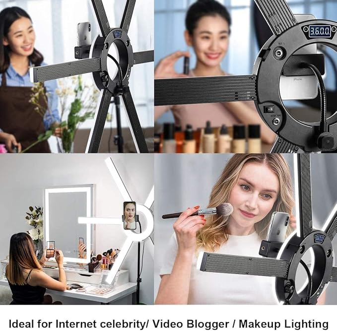 GVM Great Video Maker 600S LED Ring Light, 90W Dimmable Led Video Light Kit with Detachable Light Bars, Photography Lighting Led Video Lighting Kit for Live Broadcast, YouTube, CRI 97+ 3200K-5600K