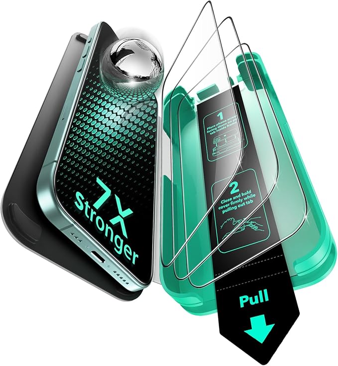 ESR 3 Pack 9H+ Glass for iPhone 16 / iPhone 15 Screen Protector, [Military Grade Shatterproof & Longest Durable] Armorite Ultra-tough Full Coverage Tempered Glass with UltraFit Tray