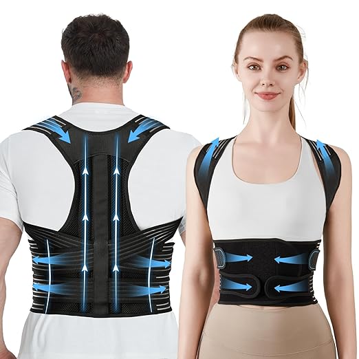 Posture Corrector for Women and Men, Back Support Brace for Neck Shoulder & Upper and Lower Back Pain Relief, Invisible Adjustable Lightweight Posture Corrector Under Clothes(Black, Small)