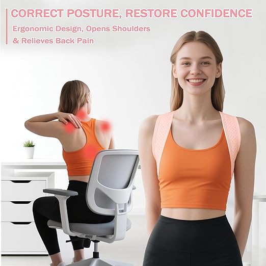 Back Brace Posture Corrector for Women - Thin & Invisible Back Brace for Posture - Adjustable Back Support Brace - Relieve Upper Back Discomfort & Regain Confidence, S(28-35") 1 PCS