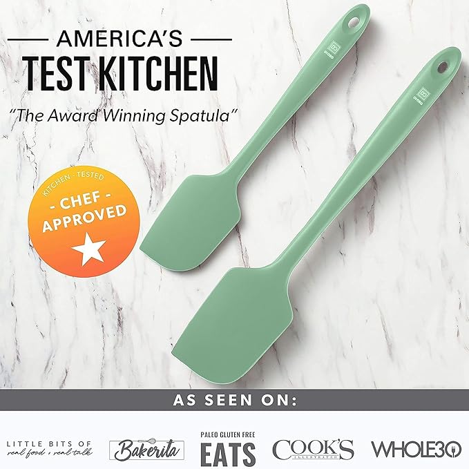 DI ORO Silicone Spatula Set - Rubber Kitchen Spatulas for Baking, Cooking, & Mixing - 600°F Heat-Resistant & BPA Free Silicone Scraper Spatulas for Nonstick Cookware - Dishwasher Safe (5pc, Sage)