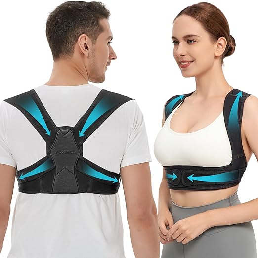 Vicorrect Posture Corrector for Back Support: Adjustable Shoulder Straightener for Women Men - Comfortable Upper Back Brace for Office Home Use