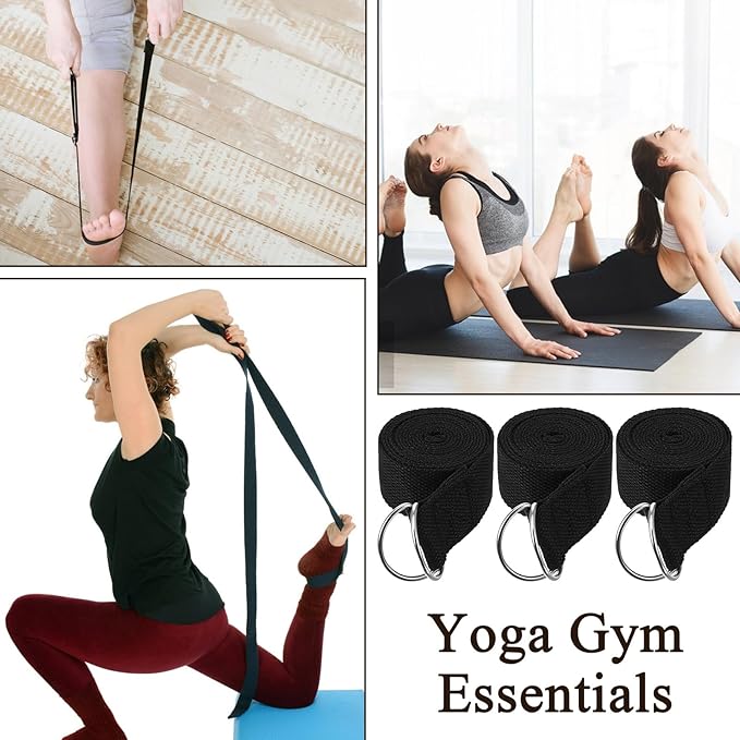 10-Pack 6ft Adjustable Yoga Strap Pilates Non-Elastic Stretching Belt with Metal D-Ring for Men Women Physical Fitness Gym workout training Exercise Stretch Band