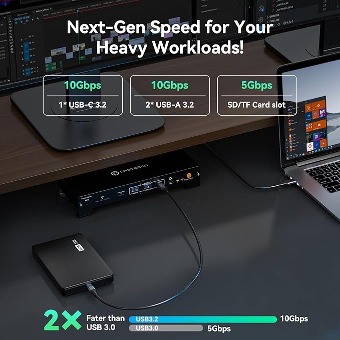 USB C Laptop Docking Station 3 Monitors Triple 3840*2160@60Hz Display with 120W Power Supply Computer PD 100W 15 in 1 Thunderbolt Dock Station for Multiple Monitors with USB 3.2 Port SD/Micro SD Solt