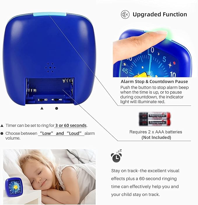 Secura 60-Minute Visual Timer, Silent Study Timer for Kids and Adults, Time Clocks, Time Management Countdown Timer for Teaching (Starry Sky)