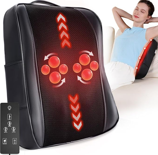 Boriwat Back Massager with Heat, Shiatsu 4D Kneading Rolling Up and Down Back Massage for Pain Relief Deep Tissue, Track-Guided Lower Back Massager for Lumbar, Shoulder, Gifts for Women Men Mom Dad