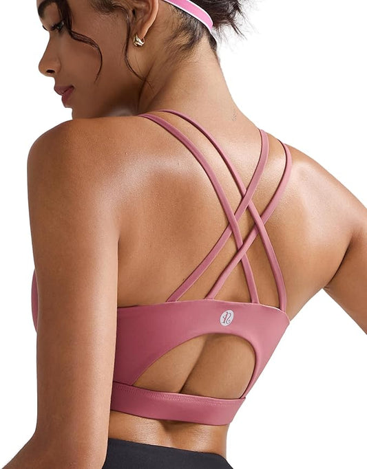 RUNNING GIRL Sports Bras for Women,Padded Sports Bra Tank Top Sexy Crisscross Back High Impact Longline Workout Yoga Bra