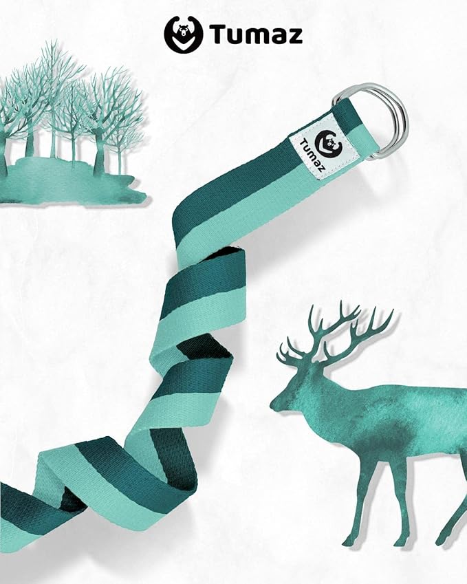 Tumaz Yoga Strap/Stretch Bands [15+ Colors, 6/8/10 Feet Options] with Extra Safe Adjustable D-Ring Buckle, Durable and Comfy Delicate Texture - Best for Daily Stretching, Physical Therapy, Fitness