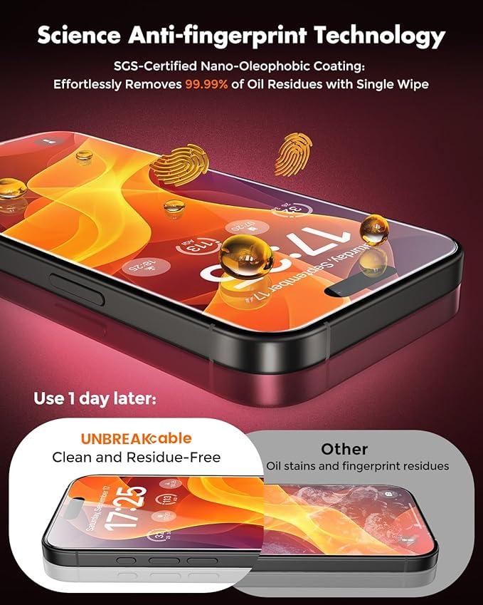 UNBREAKcable for iPhone 16 Screen Protector [Quick-Installation Box] 3-Pack 9H+ Hardness Shatterproof Tempered Glass [99.99% HD Clear] [Case Friendly] [Bubble Free] for Apple 16 6.1 inch