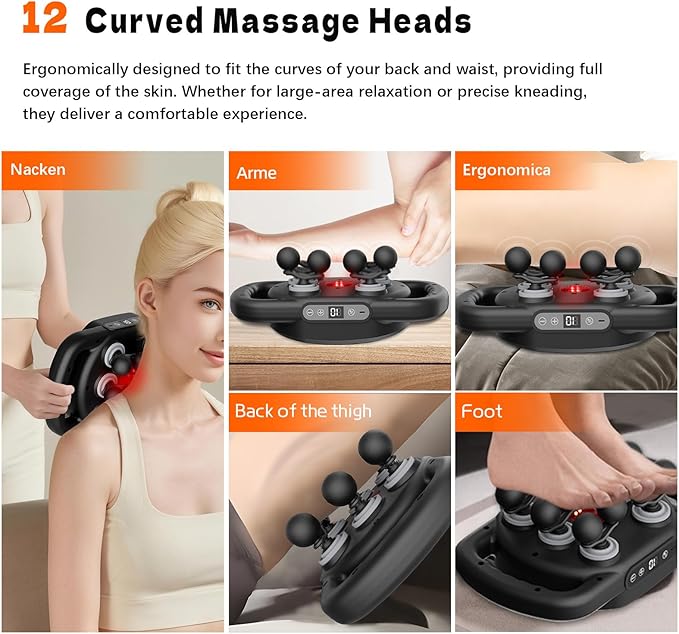AdamPark 12-Head Massage Gun Set, Deep Tissue Muscle Massagers Tools Electric Percussion Massagers with 9 Modes Quiet Massager for Back Pain Full Body Muscle Pain Relief, Ideal Gifts for Women, Men