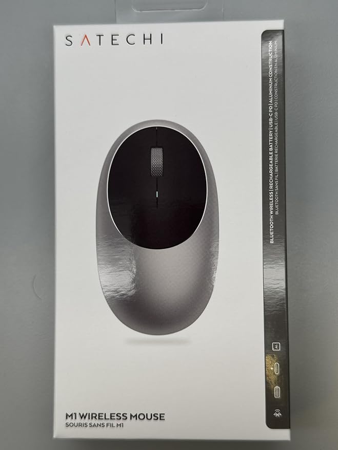 Satechi M1 Wireless Bluetooth Mouse, USB-C Rechargeable, Compact & Portable, for MacBook Air/Pro M4, iPad Air/Pro M4/M3, iPad mini, Mac mini, iMac & Windows - Space Gray
