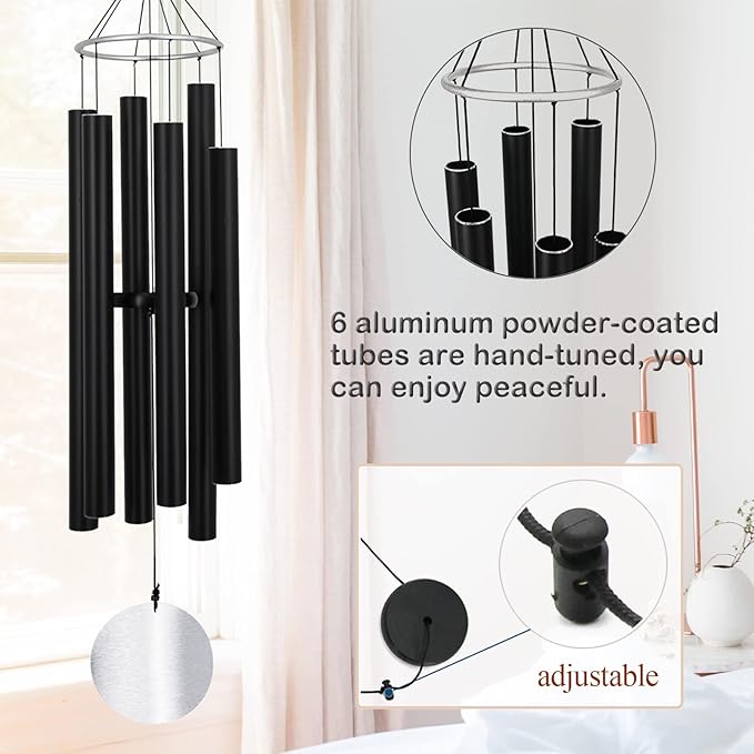 Wind Chimes Large Outdoors Clearance Deep Tone, 45" Sympathy Wind Chimes in Loving Memory of Someone, Memorial Wind Chimes Gifts for Mother's Day, Metal Wind Chimes Outdoors Garden / Yard Décor(Black)