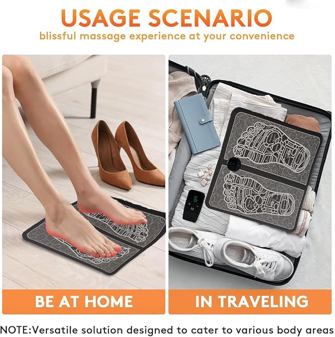 TENS & EMS Stimulator ，Portable EMS TENS Foot Massager， Electronic Nerve Stimulator for Foot，Foot Relaxation，12 Modes with Remote Control Charging Version