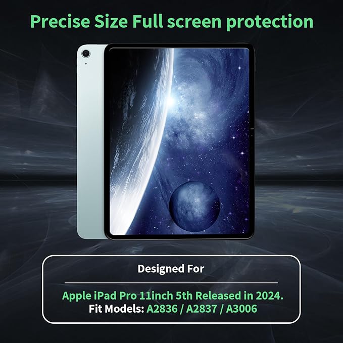 Privacy Screen Protector for iPad Pro 11 Inch M4 2024 5th Generation (A2836 A2837 A3006), Nano iPad Pro 11" Removable Filter Easy Install Film Bubble-Free Guard Anti Blue Light Anti-Spy Shield