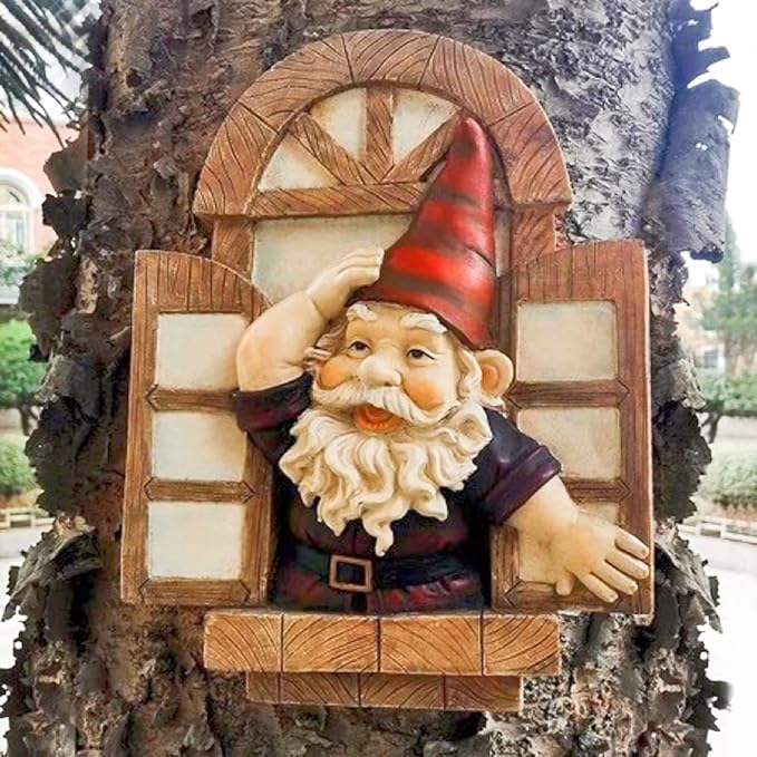 Garden Gnomes Tree Hugger, Tree Face Garden Gift, Garden Peeker Yard Art Resin, 12 inch